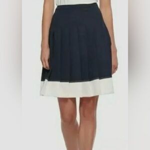NWT. Tommy Hilfiger, size 16, Navy & White, Pleated Skirt w/ white trim
